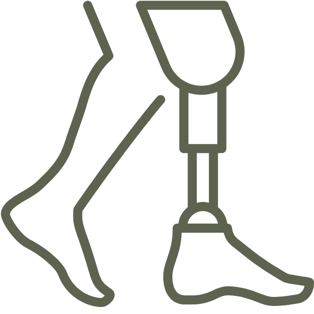 Outline of a leg with a prosthetic