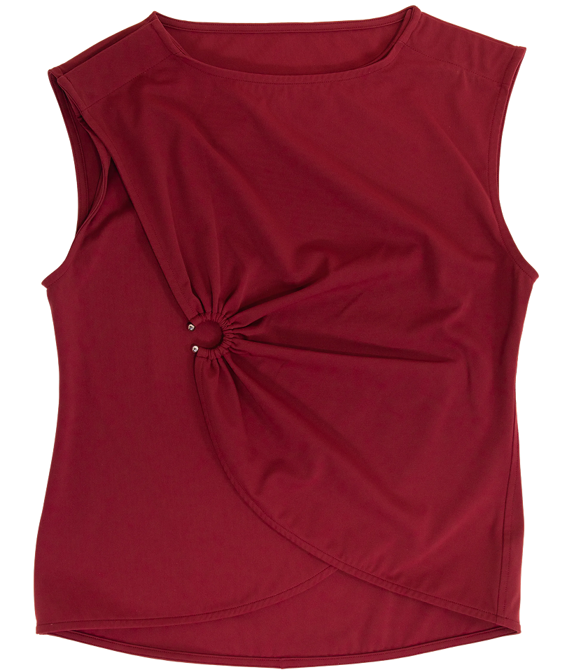 a red shirt with a knot on it