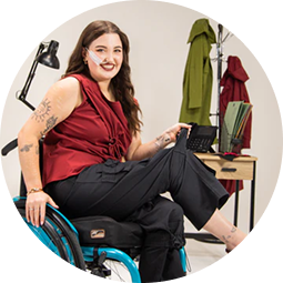a woman in a wheelchair
