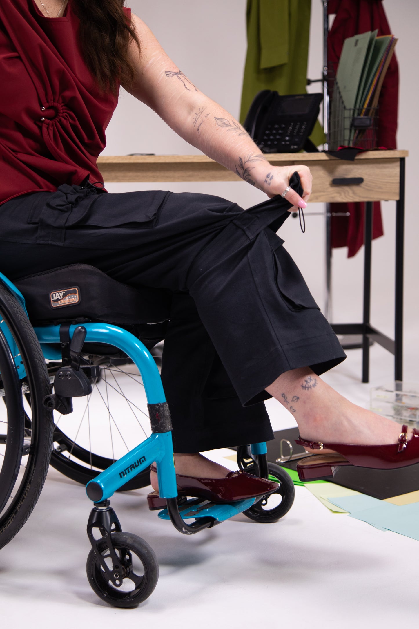 Black Side Opening Seated Cargo Trouser with Hoist Bands