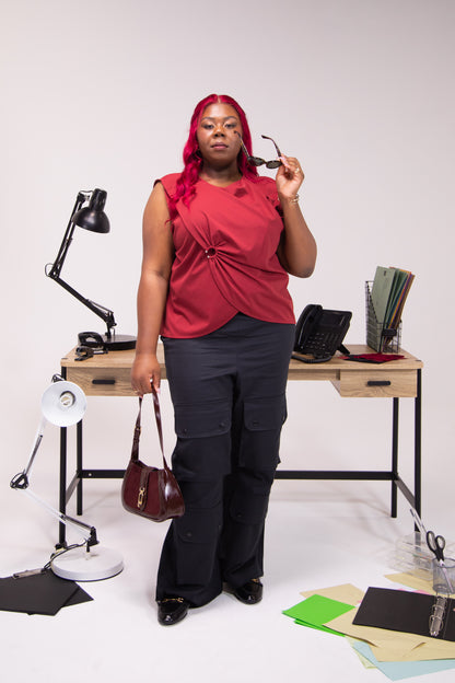 Black Side Opening 'Standard' Cargo Trouser with Ankle Zips