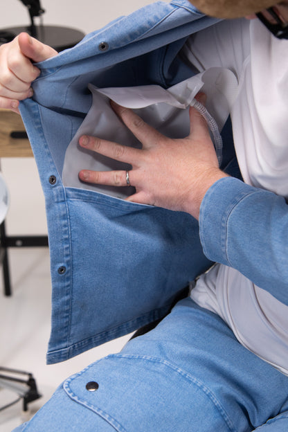 Denim Shacket with Adjustable Sleeves