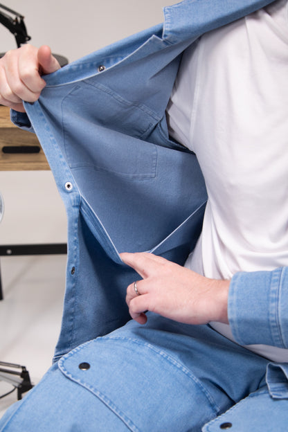 Denim Shacket with Adjustable Sleeves